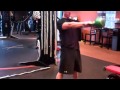 Kettlebell Swing - This is a hip hing movement. Be sure to keep a neutral spine, squeeze your glutes, and thrust your hips forward as you come up.