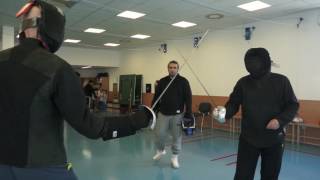 Sabre back cut wrist prime parry riposte