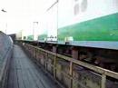 Mixed freight train on a bridge