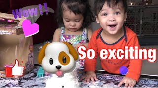 CUTEST REACTION EVER!| Szanna gets a new puppy toy | unboxing Recue Runts