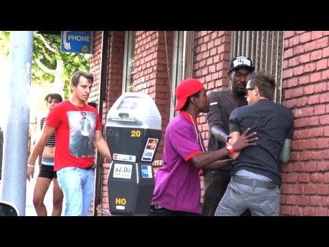 Steve - Subscribe to Steve-O - http://www.youtube.com/steveo We decided to dress Steve-O up as a residentially challenged man and beat him up in front of people. Thi...