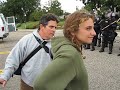 Protestor taunts riot police