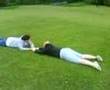 rolling down a hill..