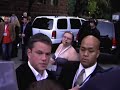 Matt Damon Signs Autographs for the Fans out the Back of Isabel Bader Theatre