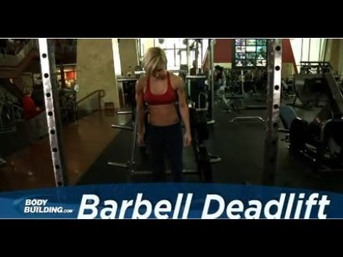 barbell - For more exercises: http://bbcom.me/ZML9cG Add this deadlift exercise to your leg / back workout! Stand in front of a loaded barbell. While keeping the back ...