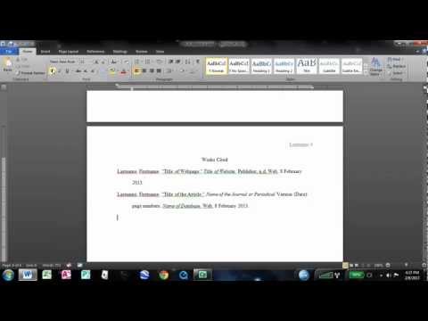 page - 2:10 -- Citing a webpage 4:22 -- Citing an article from a database 6:42 -- Citing a book This video covers how to set up the Works Cited page as well as how ...