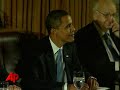 Raw Video: Obama Travels, Gathers With Aides
