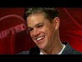 matt damon and george clooney interview each other and answer questions from viewers about their movie, syriana.