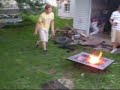 Two idiots play with fire