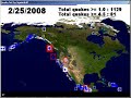 1/1/2008 - 4/28/2008 North America Earthquake Animation