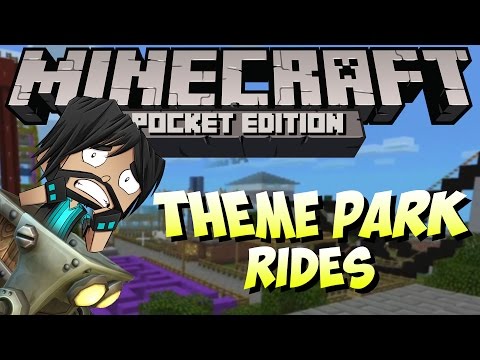 Minecraft : Pocket Edition - Riding Roller Coasters + Water Slides!