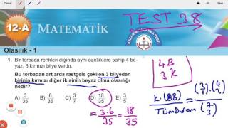 12 MATEMATİK MEB KAZANİM TESTİ YGS OLASILIK TES