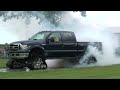 Mattracks equipped Ford F-350 competes in tire burn out contest.