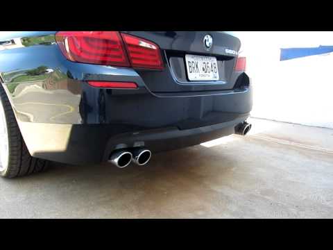 BMW F10 550i with A/R Design Downpipes + Eisenmann Race performance 4x90mm tips