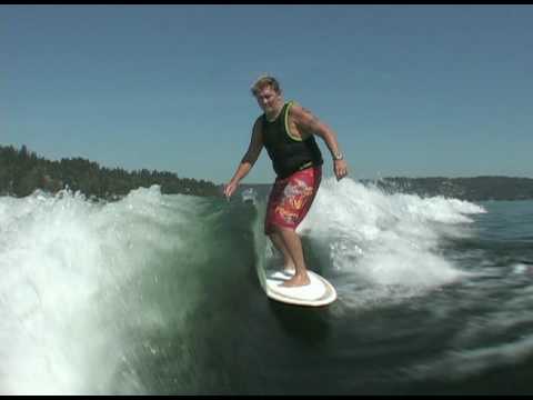 Jeff riding behind a Centurion on Inland Surfer 4-Skim woody