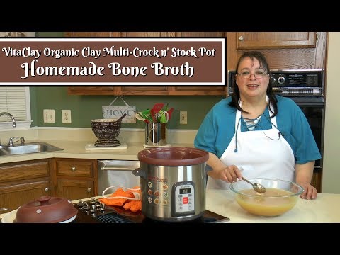 Homemade Bone Broth ~ How to Make Chicken Stock ~ Vitaclay Organic Crock n' Stock Pot