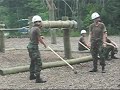 Plebes from First Company at the US Naval Academy (USNA) tackle the Confidence Course - or 