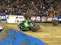 Grave Digger flips and loses wheel!!!
