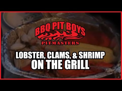 Lobster, oysters and shrimp on the grill BBQ Pit Boys by