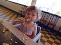 Gweneth learning to use silverware at Waffle Houser