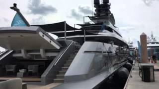 "Beach" stern of M/Y Silverfish at the 2016 Palm Beach Boat Show