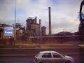 going by tram through the old factory in the heart of Ostrava