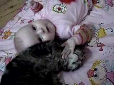 Una bebé y su gato - Ternura extrema!