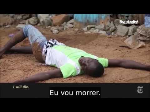 Jovem morrendo de Ebola em porta de Hospital