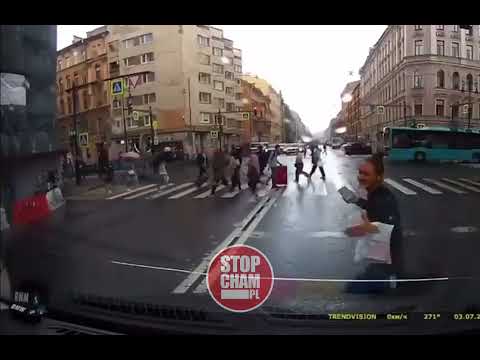 DZIEWCZYNA PRZEPROSIŁA KIEROWCĘ ZA TO, ŻE WTARGNĘŁA MU PRZED MASKĘ W NIEDOZWOLONYM MIEJSCU