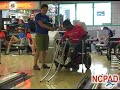 Photo of youth of  varying  abilities using adaptive equipment such as ball ramps that enable them to actively participate in bowling