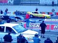 del worsham's (owner-driver) blue max mustang dogfights danny pisano's pisano matsubara vega with jeff utterback in the seat at the inaugural nitro shoot out at aaa dragway at california speedway.
