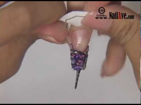 Nail art: 2D 3D uv gel nails stainedglass seashell french