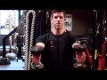 Front Raise w/ Dumbbell - Holding the Dumbbell with palms facing inwards, raise the weight to shoulder height and repeat. 8 reps for 4 sets.