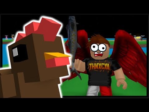 The Mighty Fish Sword King Chicken Take Down Roblox Egg Farm