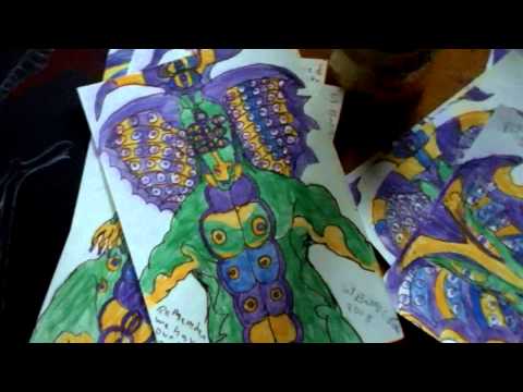 OutsiderArtwork - http://www.ebay.com/sch/bayartwork/m.html?_nkw=&_armrs=1&_from=&_ipg=&_trksid=p3686 Outsider Artwork: Visionary Barry Paul. Cosmic celestial creatures; alien...