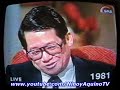 From the archives of NATv, as part of their 25th anniversary celebration on Philippine TV back in 2001, the 700 Club Asia featured an excerpt of Ninoy Aquino's 1981 interview by televangelist Pat Robertson. 

While the latter part of this video can be seen on the much earlier video that I've uploaded...

http://www.youtube.com/watch?v=irwPY_YqRMY

...nonetheless, this one has some never before seen portions of the interview and compensates with a better video quality.

The show's host, Mr. Peter Kairuz, can be seen briefly in the video.


NO COPYRIGHT INFRINGEMENT INTENDED! FOR POSTERITY, INFORMATION AND EDUCATIONAL PURPOSES ONLY!


© 1981-2001 The Christian Broadcasting Network. All Rights Reserved.