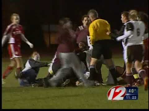 ri soccer_fight - Two fights broke out at a girls high school state championship soccer game at Rhode Island College Sunday night.