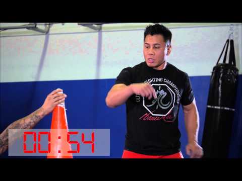 le - UFC middleweight Cung Le sets a Guinness World Record for the most eggs crushed in one minute with a kick.