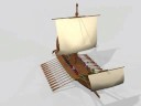 http://www.artehistoria.com/granbat/fichas/1608.htmDurante la Primera Guerra Púnica, un quinquerreme o cinco cartaginés varó en las costas romanas, siendo capturado y copiado. La extraordinaria organización de Roma creó, mediante el uso de piezas prefabricadas, una flota de un centenar de quinquerremes en dos meses. Las naves romanas diferían ligeramente de las cartaginesas. A causa de su inexperiencia en la construcción de barcos (aunque usaron técnicos de sus ciudades griegas) y por la premura con que armó la flota (que no permitió utilizar las maderas en las condiciones adecuadas), los cincos romanos resultaron más pesados y con mayor altura de la cubierta que los cartagineses; esto proporcionaba ventaja a la hora del abordaje, pero restaba capacidad marinera. Reconociendo los romanos su inferioridad táctica naval frente a la pericia cartaginesa, intentaron convertir los combates en enfrentamientos de infantería, en los que se mostraron superiores. La nave se equipó con una especie de pasarela, denominada corvus, que se articulada por un extremo al barco y disponía de garfios en el otro; cuando el buque enemigo estaba al alcance, se dejaba caer el corvas sobre él, realizándose el ataque a través de la pasarela como si se tratara de un enfrentamiento terrestre. Según Polibio, en la batalla de Ecnomo (sudeste de Sicilia) se enfrentaron, entre las dos potencias, unos 700 navíos. Si hemos de creer estos números, impresiona la magnitud de la batalla, que supone más de 250.000 hombres. Como curiosidad, en Leyte (octubre de 1944), considerada la mayor batalla naval de la Historia, sólo se emplearon 200.000 hombres y 250 navíos. El barco de construcción catafracta poseía 90 remos por amura. La tripulación constaba de 300 remeros y de 70 a 120 soldados. La eslora del barco aumentó hasta los 40 metros, su manga a unos 5 y el desplazamiento superó las 100 toneladas. Tras la batalla de Actium (31 a.C.), Roma alcanzó la hegemonía de lo que denominaron Mare Nostrum. Ninguna otra armada estaba en condiciones de costearse grandes barcos de guerra, por lo que la flota romana quedó relegada a la escolta de mercantes, la lucha contra los piratas y al transporte de dignatarios y de la familia imperial. La maniobrabilidad y velocidad recuperaron parte de la importancia perdida, y los polirremes empezaron a declinar. Quedaron algunos seises y cincos como buques insignias y aumentó el número de barcos de menor tonelaje, como liburnias y en especial trirremes. El tipo de barcos, hasta entonces de tradición helénica, fue variando; se abandonó el postizo (epotis y parexeiresia) como punto de apoyo de los remos. Las configuraciones se limitaron al tipo monokrotos y dikrotos, independientemente del número de remeros (que ya no se encontraban siempre en posición sentada) por interscalmium, situándose los toletes en las portas abiertas en el casco. La simplificación del sistema de remado redujo la superestructura necesaria para el acomodo de los remeros, permitiendo la instalación de castillos sobre la cubierta y favoreciendo las tácticas de abordaje frente a las de ataque con espolón...