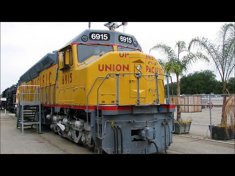 locomotive - Union Pacific 6915 on public display in Pomona, CA. This big diesel is one of a few surviving examples. The new EMD SD59MX I caught in Redding, CA on my retu...