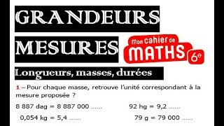 Maths 6ème - Longueurs, Masses, Durées Exercice 3