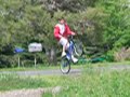 Wheelie riding. Long. Haro. Cool BMX street  one wheel