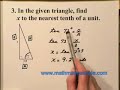 Review Questions from mathmadesimple.com Trigonometry lesson #300, a 77 min math lesson covering triangles, Pythagorean theorem, sine, cosine, tangent etc..