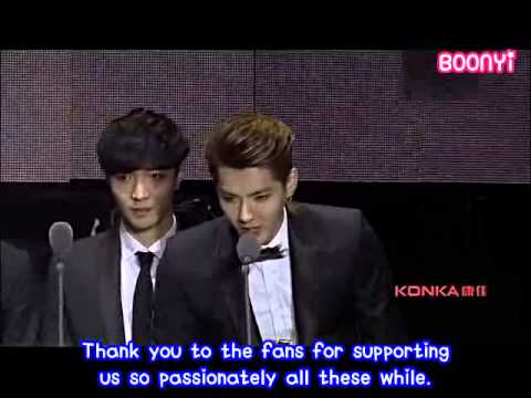 EXO M - 140423 18th Music Award Ceremony 全球华语榜中榜 - Most Influential Group Award (eng subbed)