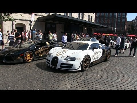 Supercars in NYC!  Lamborghini Aventador, Bugatti Veyron Super Sport & Vitesse, Carrera GT
