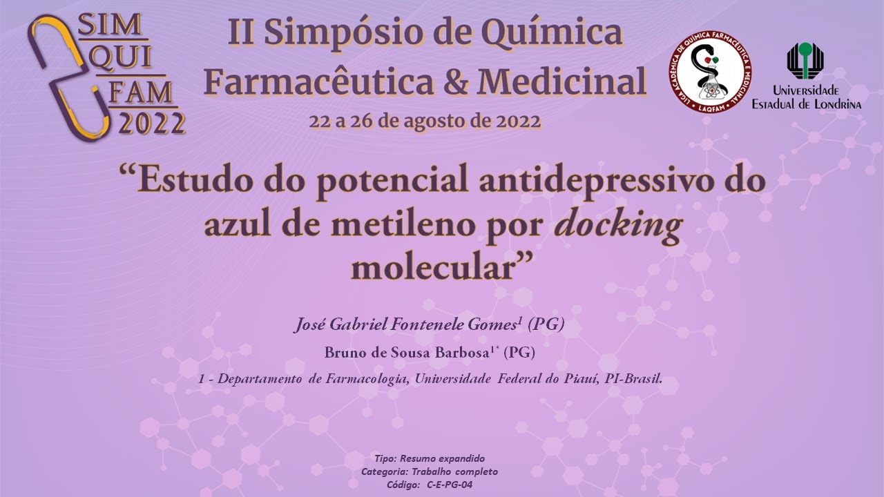 Estudo do potencial antidepressivo do azul de metileno por docking molecular
