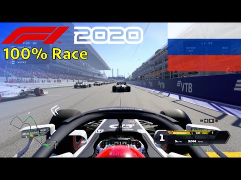 F1 2020 - 100% Race at Sochi Autodrom, Russia in Kvyat's AlphaTauri