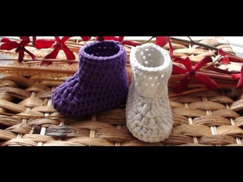 booties - How to Crochet Newborn Baby Booties Video Tutorial and Pattern - 1st Round. Written Pattern below. 1st Round - http://youtu.be/GdqBe9mz3X0 2nd Round - http:/...