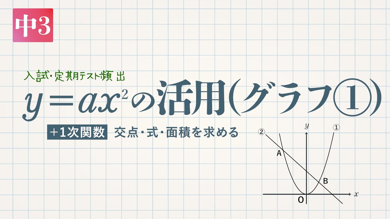 y＝ax²の活用(グラフ①)＋1次関数 交点・式・面積を求める