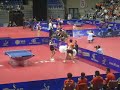 women's semifinal:
china (guo yue) vs. hong kong (zhang rui)
final points of the match; guo wins 11-8, 11-7, 11-9.